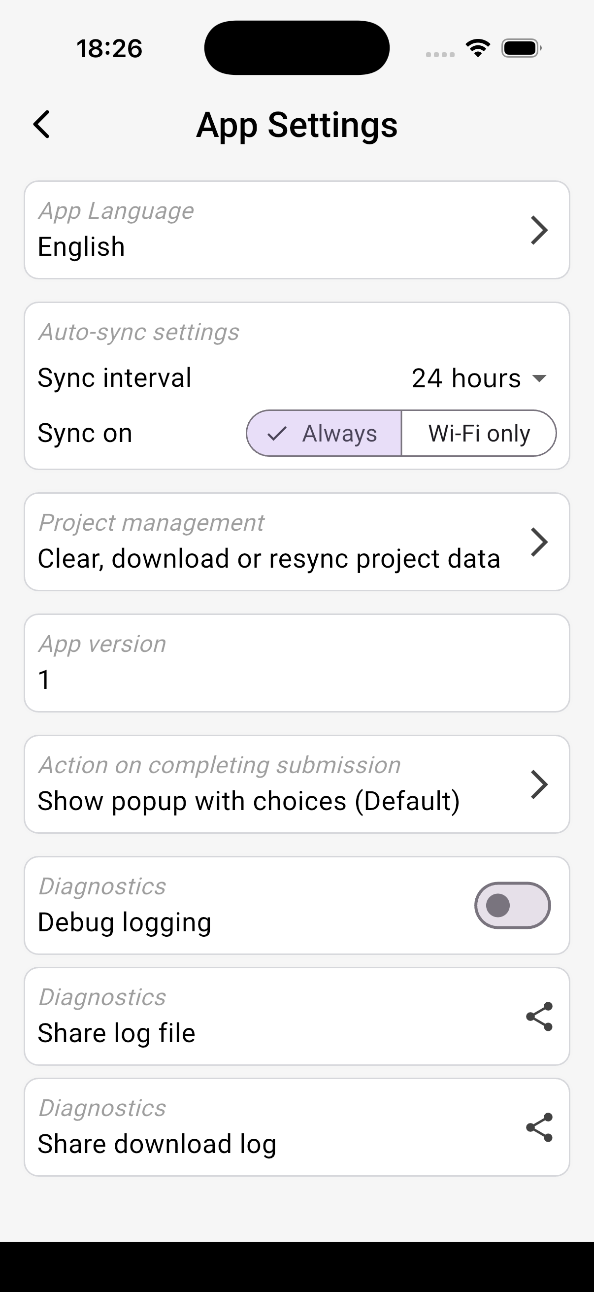 App Settings