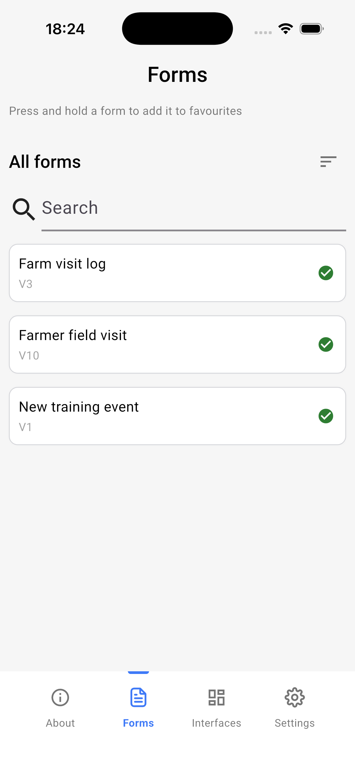 The Forms tab
