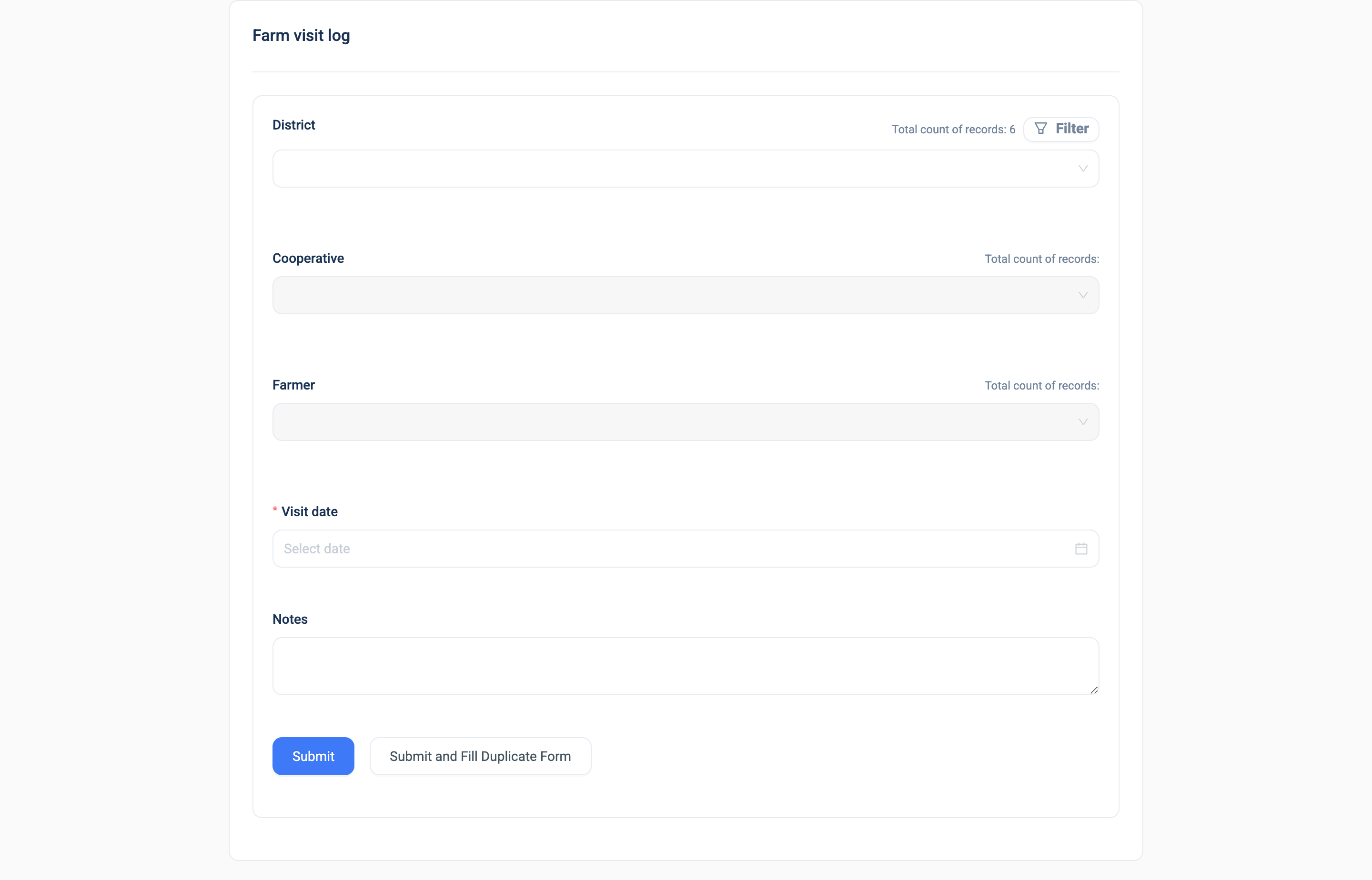 The form with an Inheritance Filter