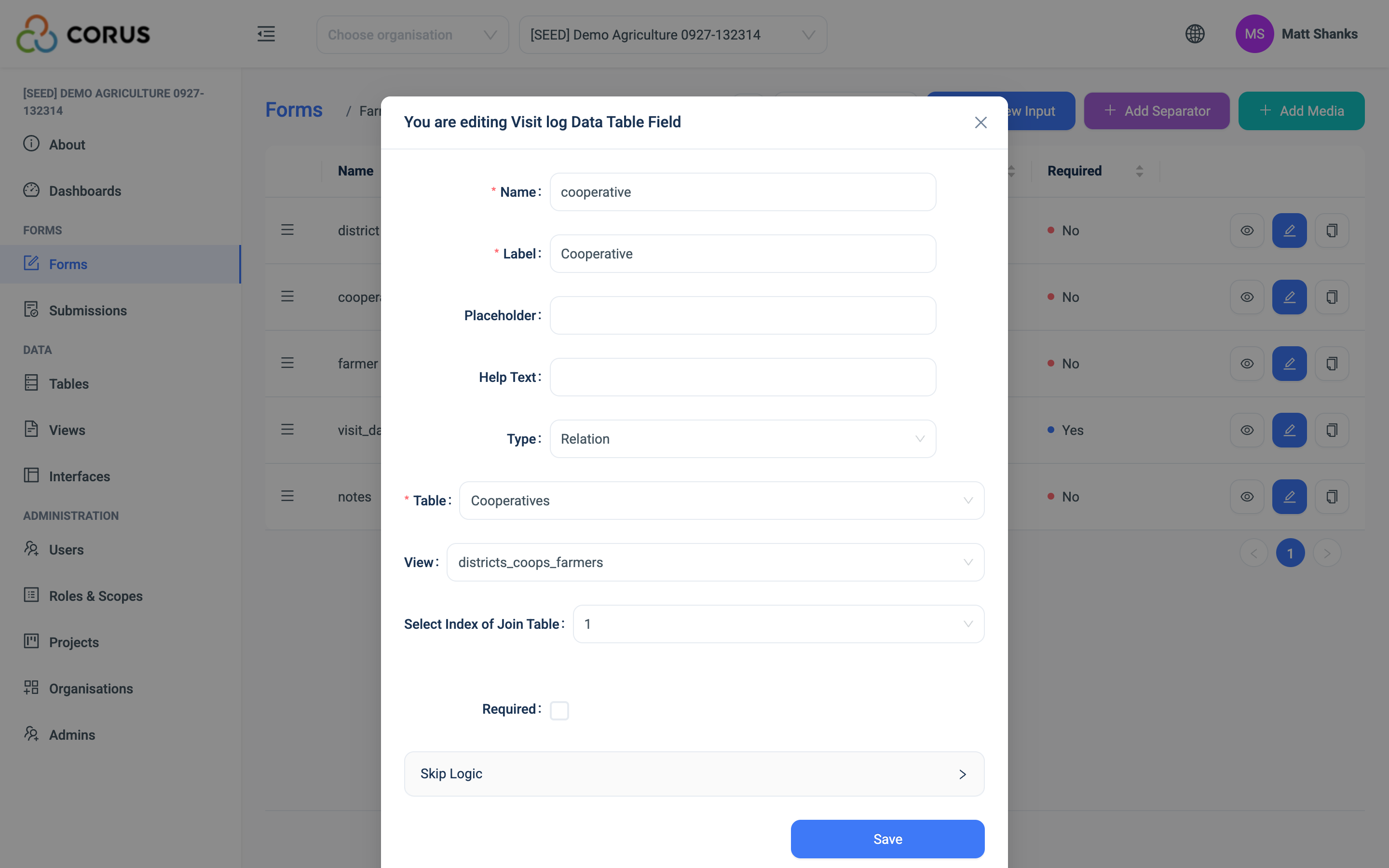 Configure a question for Inheritance Filtering
