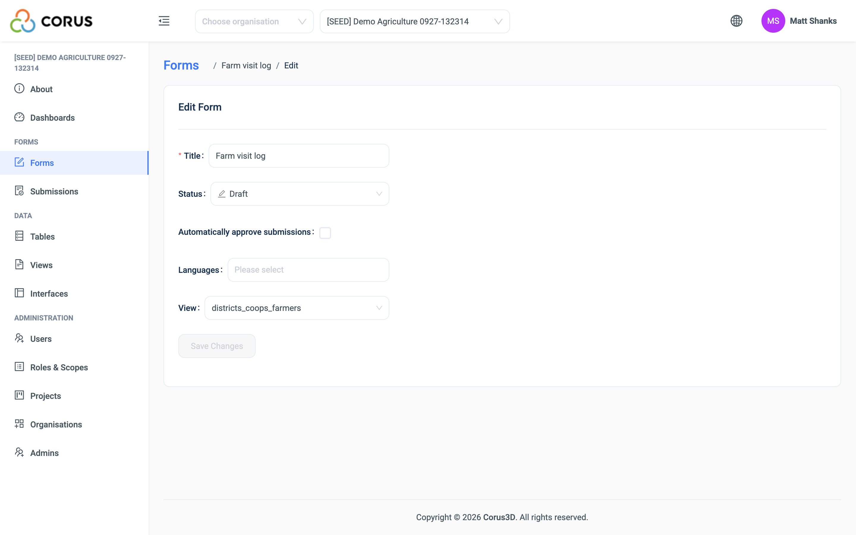 Select a Form View