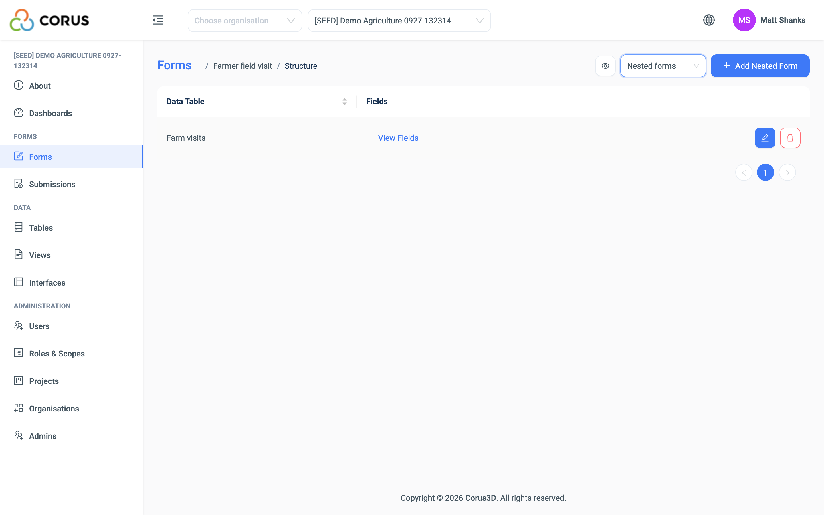 The Nested Forms list
