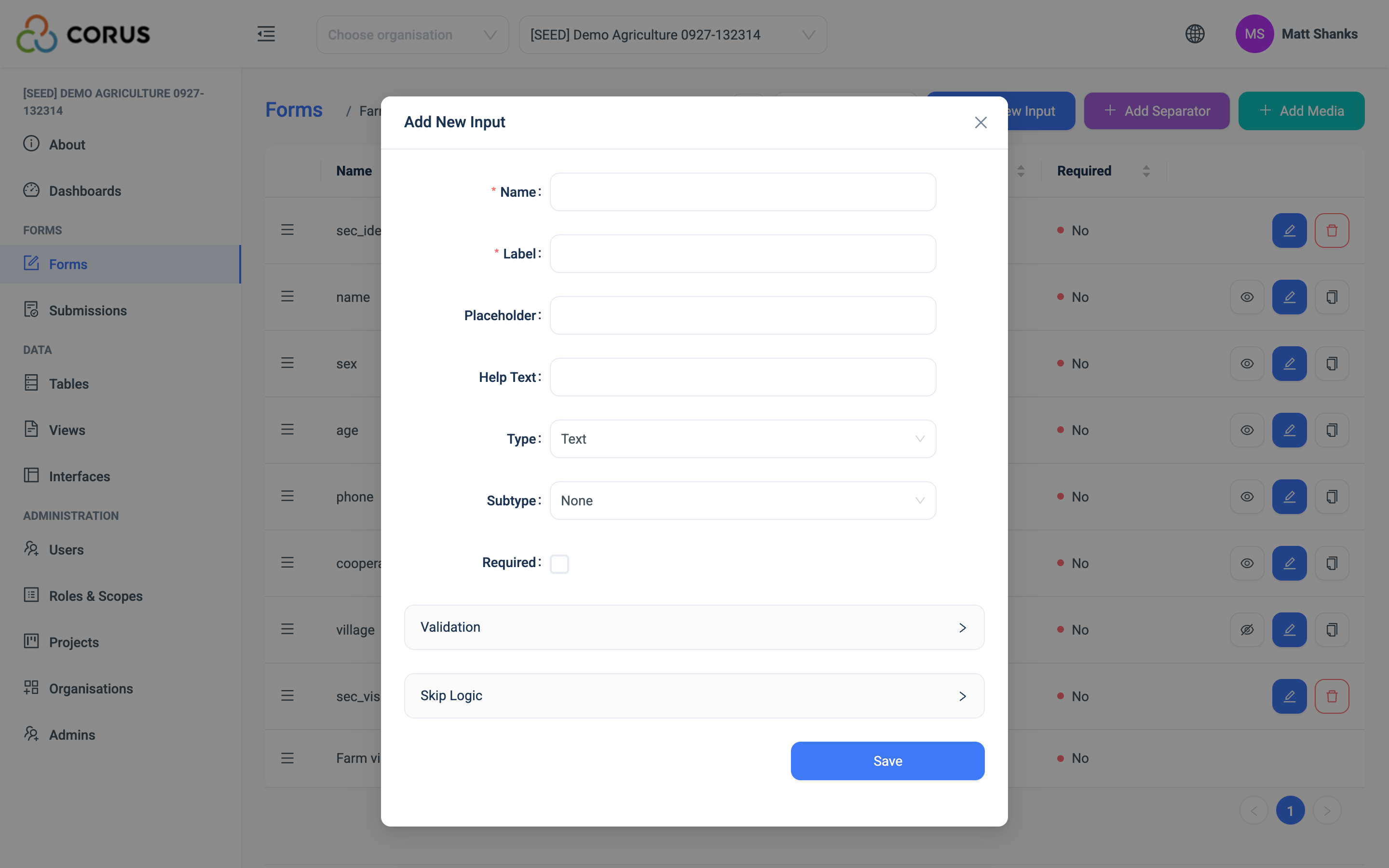 Add New Input