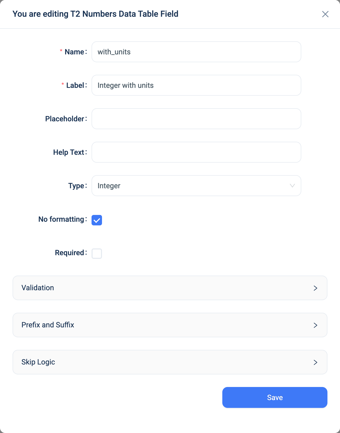 The settings dialogue for an Integer question