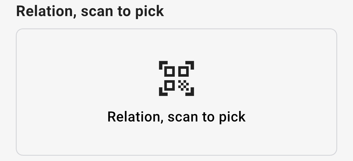 The Relation question with QR scan enabled, in the 3D app