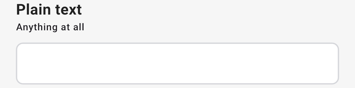 A Text question in the 3D app